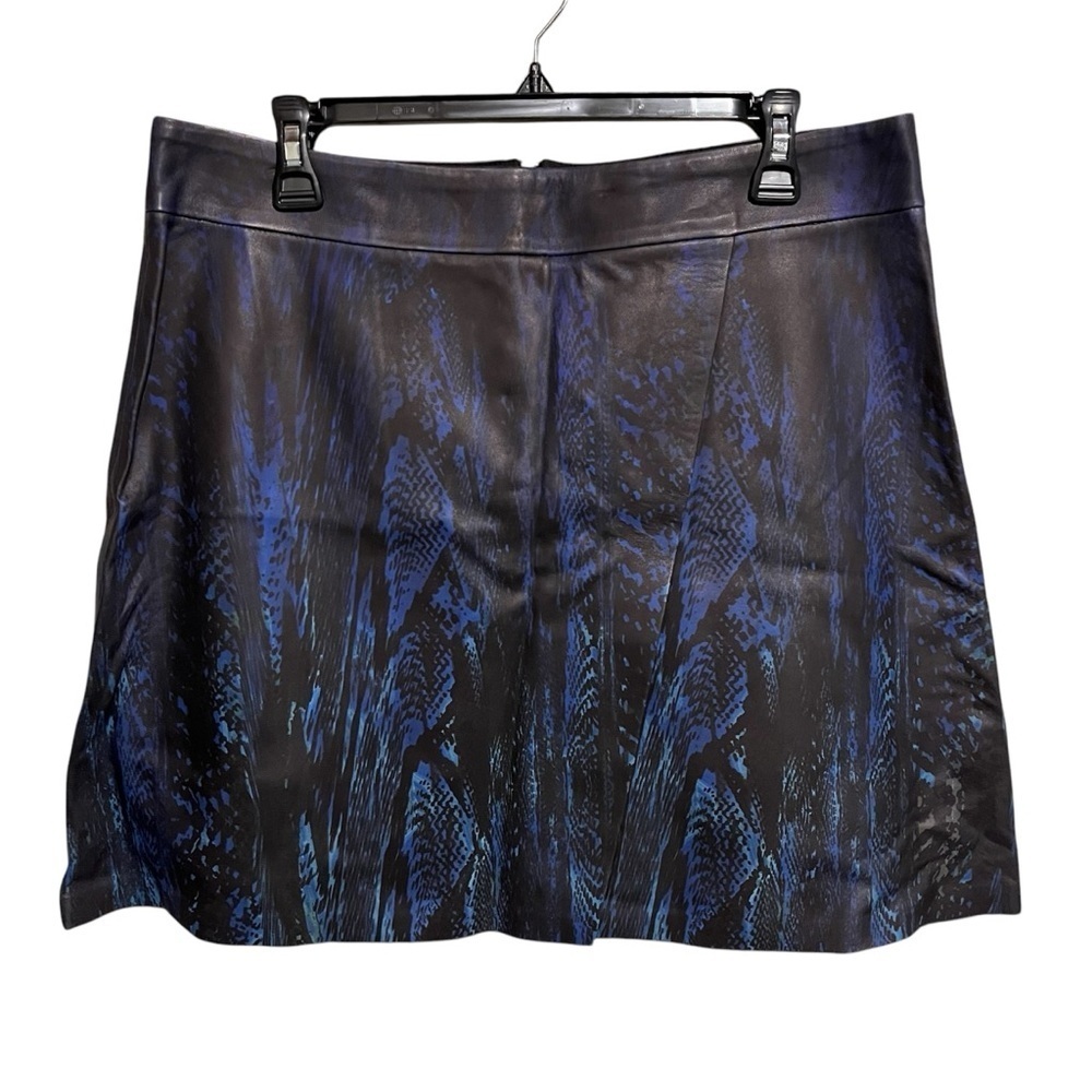 ELIE TAHARI NWT Zinaida Skirt Deep Ocean Lamb Leather Snakeskin Pattern Sz 12